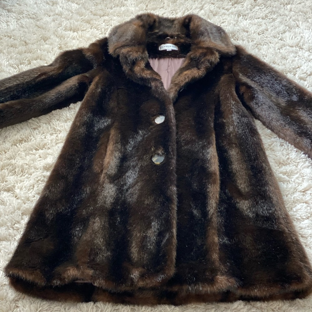 Pendleton brown faux fur coat